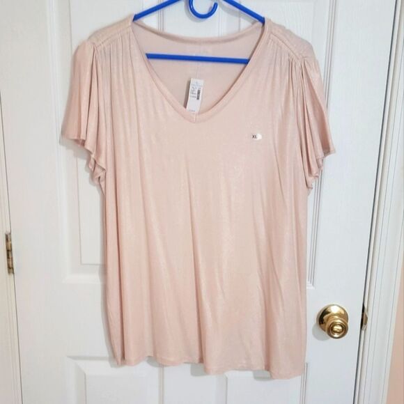 Maurices Tops - Maurices Shimmer Pale Pink Top Size XL